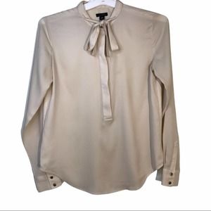 Ann Taylor Cream Tie Neck Blouse